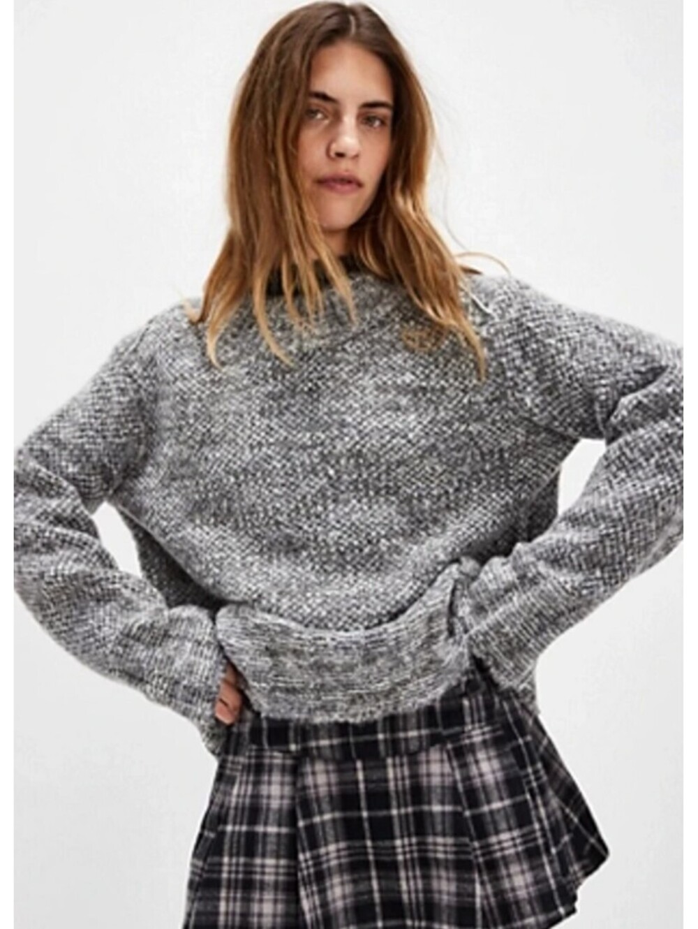 FREE PEOPLE gray cotton candy pullover sweater sz S